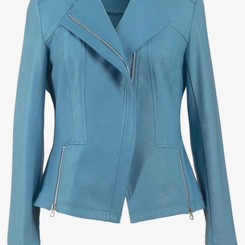Women's Clara Sun Woo Liquid Leather Blue Light Jacket